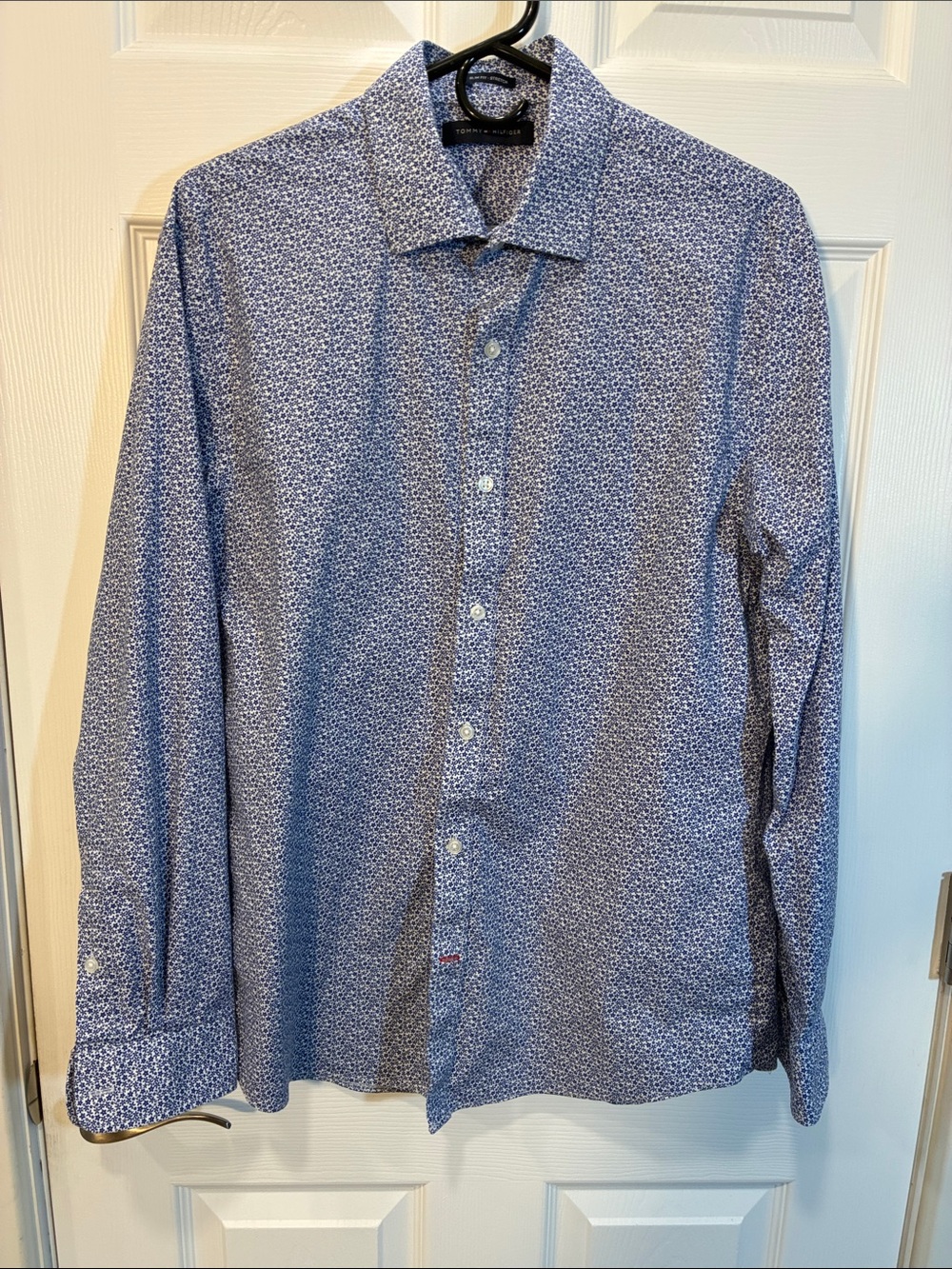 Tommy Hilfiger Blue Microprint Casual Button-Down Shirt